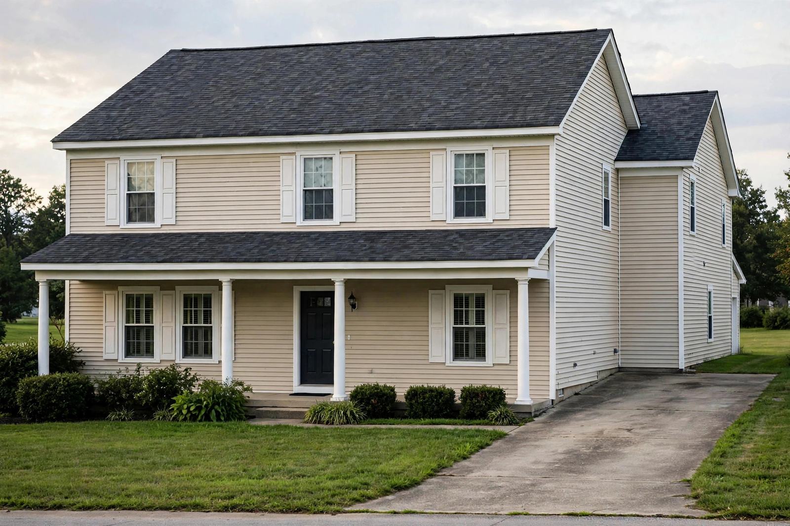 The same house with a brand-new architectural shingle roof